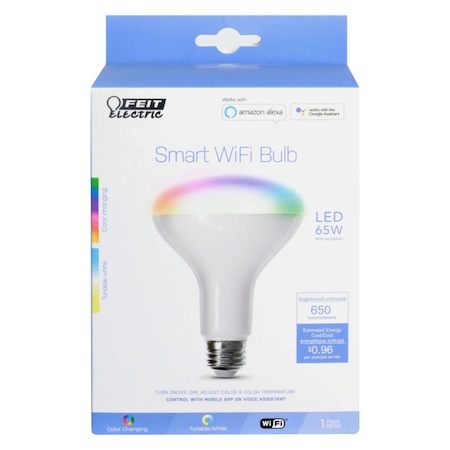 Feit Electric Feit Smart Home BR30 E26 (Medium) Smart-Enabled LED Bulb Color Changing 65 Watt Equivalence 1 pk BR30/RGBW/CA/AG